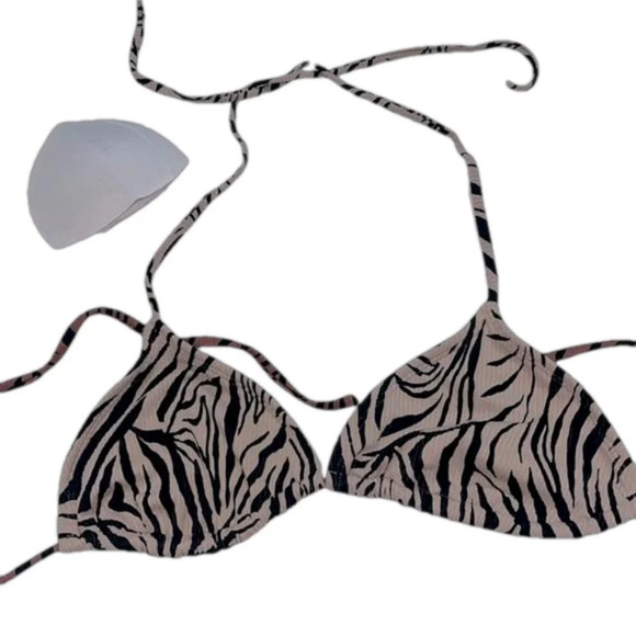 Imperfect bikini top medium brown zebra print Target triangle bikini top - Picture 1 of 4